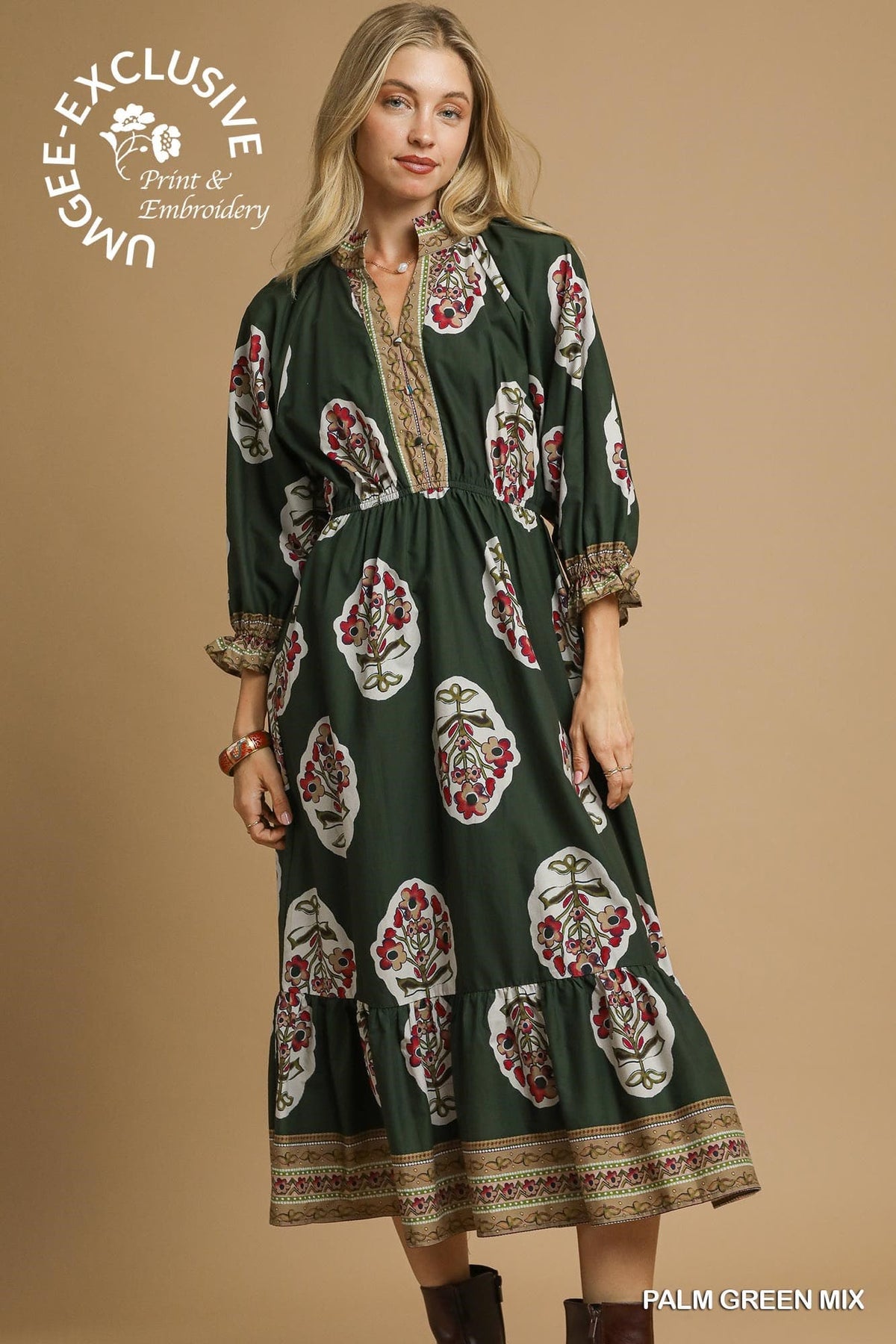 UMGEE V-Neck Midi Dress
