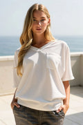 Waffle Knit V-Neck Top