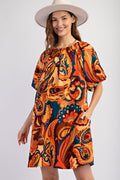 Printed Sophia Woven Tie Back Dress (PLUS)