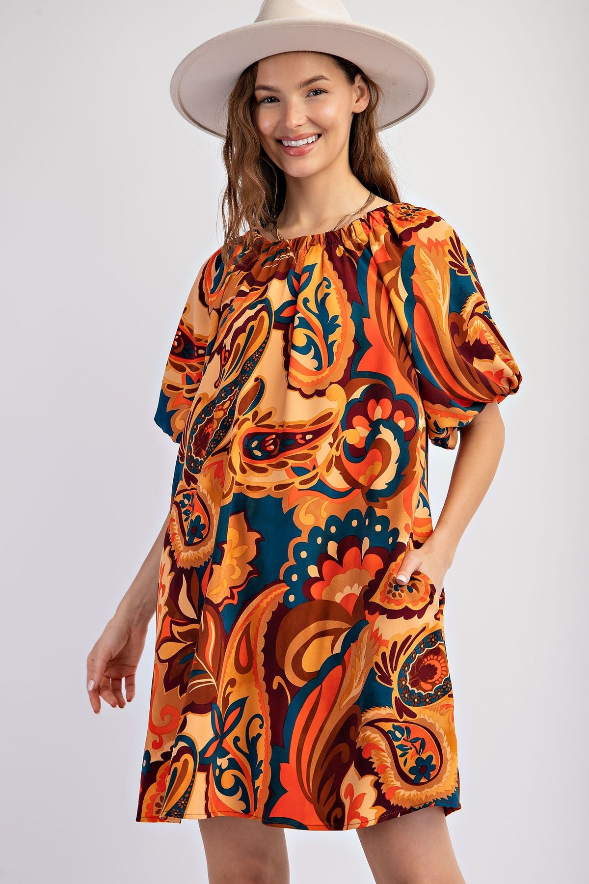Printed Sophia Woven Tie Back Dress (PLUS)