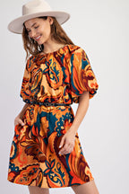 Printed Sophia Woven Tie Back Dress (PLUS)