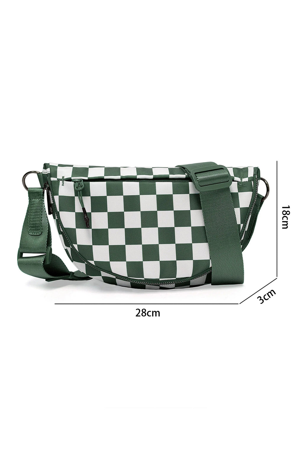Checkered Canvas Crescent Shoulder Bag