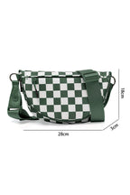 Checkered Canvas Crescent Shoulder Bag