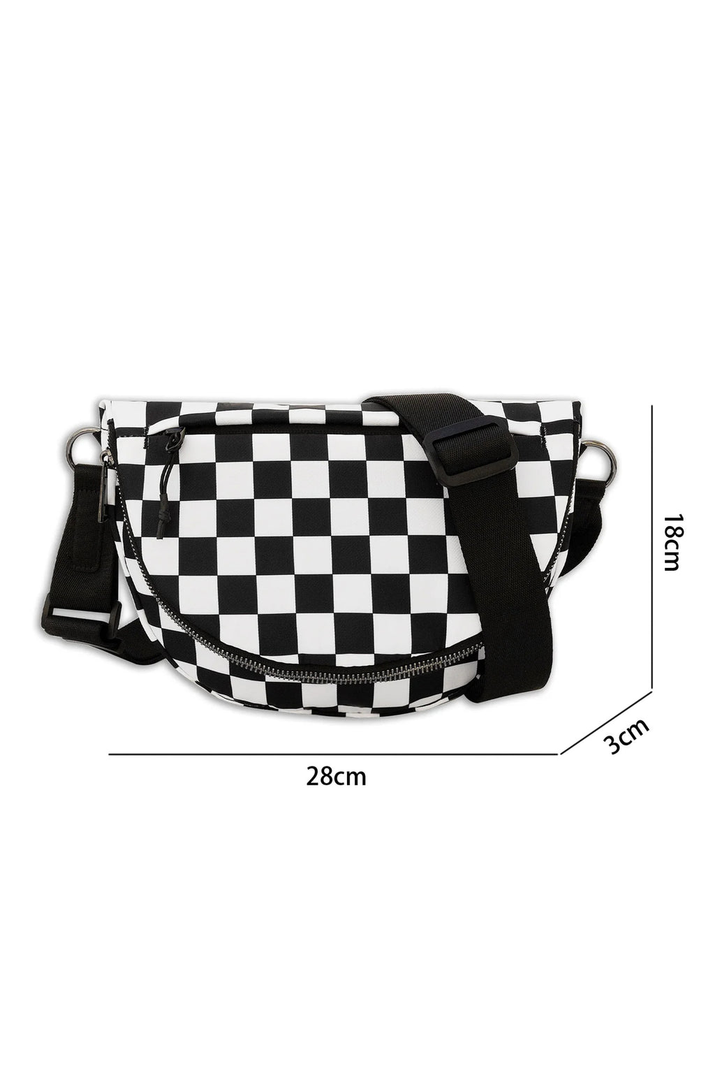 Checkered Canvas Crescent Shoulder Bag