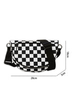 Checkered Canvas Crescent Shoulder Bag