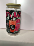 16 oz Custom Glass Cup with bamboo lids