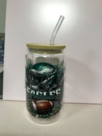 16 oz Custom Glass Cup with bamboo lids