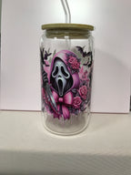 16 oz Custom Glass Cup with bamboo lids