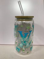 16 oz Custom Glass Cup with bamboo lids